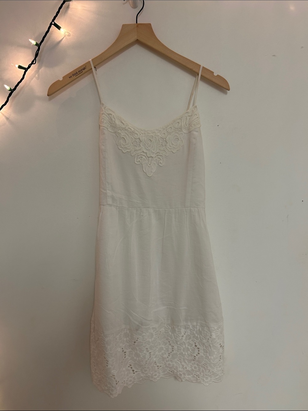 Abercrombie & Fitch Ivory Lace-Trim Slip Dress